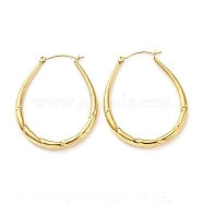 304 Stainless Steel Teardrop Hoop Earrings, Real 14K Gold Plated, 48x39x4mm(EJEW-B023-11G)