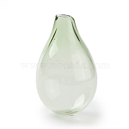 Handmade Blown Glass Bottles, for Glass Vial Pendants Making, Teardrop, Light Green, 30~32x18.5~19mm, Hole: 2~3.5mm(GLAA-B005-03C)