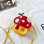 Cartoon Style Mushroom Imitation Leather Crossbody Bags, Change Purse with Zipper, for Women, Red, 13x6cm(PAAG-PW0016-25B)