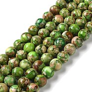 Natural Imperial Jasper Beads Strands, Dyed, Round, Lime Green, 8~8.5mm, Hole: 1~1.2mm, about 47~48pcs/strand, 15.16 inch(38.5cm)(G-I122-8mm-27)