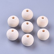 Unfinished Wood Beads, Natural Wooden Loose Beads Spacer Beads, Lead Free, Round, Moccasin, 18x16~17mm, Hole: 3.5mm(X-WOOD-S651-18mm-LF)