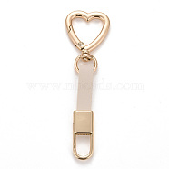 PU Leather Keychains, with Light Gold Alloy Finding, Heart, Linen, 10.2cm(KEYC-B041-01C)