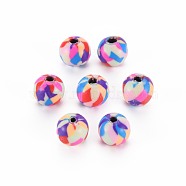 Handmade Polymer Clay Beads, for DIY Jewelry Crafts Supplies, Round, Slate Blue, 8.5~9x8mm, Hole: 1.8mm(CLAY-N008-054A-07)