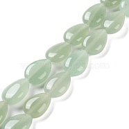 Natural Green Aventurine Beads Strands, Flat Teardrop, 13~14x9.5~10x5~5.5mm, Hole: 1.2mm, about 28pcs/strand, 15.16''(38.5cm)(G-K357-A10-01)