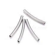 304 Stainless Steel Tube Beads, Curved Tube Noodle Beads, Curved Tube, Stainless Steel Color, 20x2mm, Hole: 1mm(STAS-F174-17P-A)