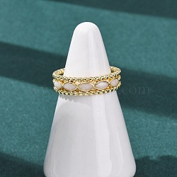 Brass Enamel Cuff Open Rings for Women, Horse Eye, Rack Plating, Long-Lasting Plated, Lead Free & Cadmium Free, Real 18K Gold Plated, 6mm, Inner Diameter: 17mm(RJEW-K264-07G)