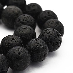 Natural Lava Rock Round Bead Strands, Lava Rock, 12mm, Hole: 1mm, about 34pcs/strand, 15.7 inch(X-G-M169-12mm-03)