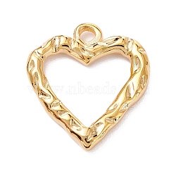 Vacuum Plating 304 Stainless Steel Hammered Pendants, Heart, Golden, 18x16x2mm, Hole: 1.8mm(STAS-P279-09G)