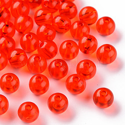 Transparent Acrylic Beads, Round, Red, 8x7mm, Hole: 2mm(X-MACR-S370-A8mm-712)