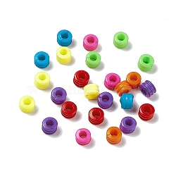Opaque Acrylic Beads, Grooved Column Beads, Mixed Color, 7x4mm, Hole: 3mm, 3600pcs/500g(OACR-H019-24)
