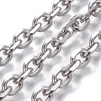 3.28 Feet 304 Stainless Steel Cable Chains, Diamond Cut Chains, Unwelded, Stainless Steel Color, 8x6x1.5mm
