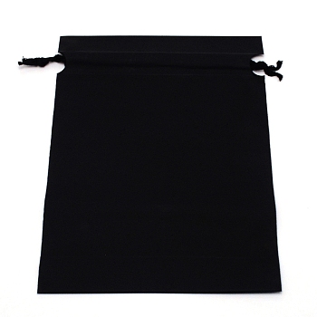 Rectangle Plastic Frosted Drawstring Gift Bags, with Cotton Cord, for Daily Supplies Storage, Black, 28.5x20.8x0.15cm