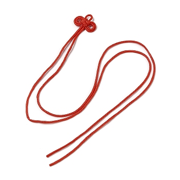 Nylon Lucky Knot Cord Amulet Yuki Pendant Decorations,  for Lucky Charm Knot, FireBrick, 392~400mm