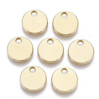 Alloy Charms, Flat Round, Light Gold, 9.5x1.5mm, Hole: 1.6mm