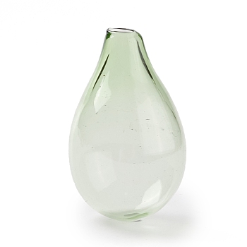 Handmade Blown Glass Bottles, for Glass Vial Pendants Making, Teardrop, Light Green, 30~32x18.5~19mm, Hole: 2~3.5mm