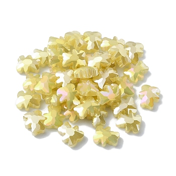 Electroplate Glass Beads, Half Plated, AB Color Plated, Bear, Pale Goldenrod, 9.5x8.5x4mm, Hole: 1.2mm