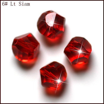 Imitation Austrian Crystal Beads, Grade AAA, Faceted, Polygon, Red, 10mm, Hole: 0.9~1mm