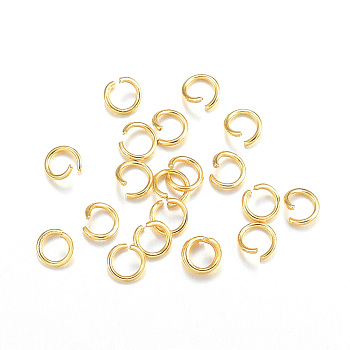 304 Stainless Steel Jump Rings, Open Jump Rings, Real 18K Gold Plated, 22 Gauge, 4x0.6mm