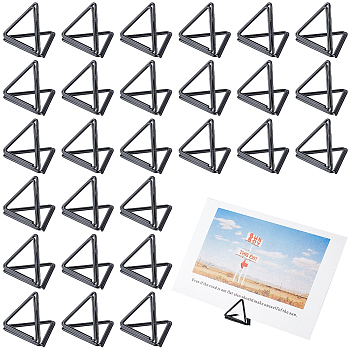 38Pcs Mini Iron Place Card Holders, Cute Table Card Holders, for Wedding, Parties, Triangle, Black, 23x25x21mm
