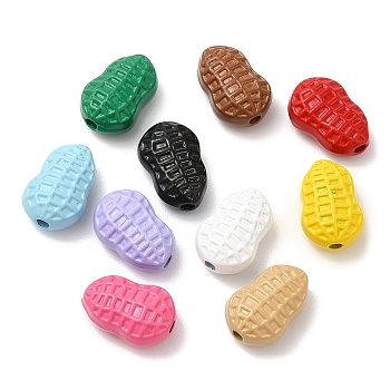 Spray Painted Alloy Beads, Cadmium Free & Lead Free, Peanut, Mixed Color, 11.5x8x5.5mm, Hole: 1.6mm
