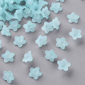 Transparent Acrylic Beads, Flower, Frosted, Light Blue, 10x5mm, Hole: 1mm, about 4600pcs/500g