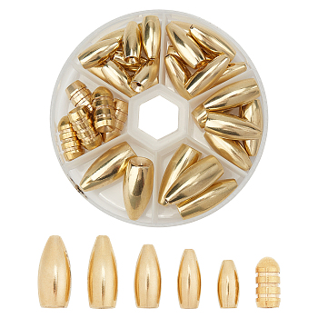 SUPERFINDINGS Brass Bullet Worm Weight, for Bass Fishing Pitching and Flipping Sinker, Golden, 1.5x0.7cm, 32pcs/box