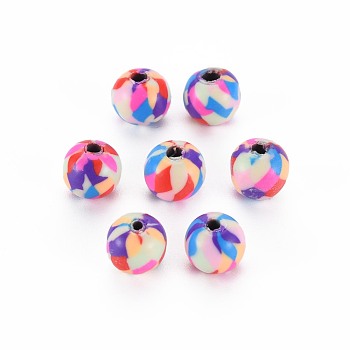 Handmade Polymer Clay Beads, for DIY Jewelry Crafts Supplies, Round, Slate Blue, 8.5~9x8mm, Hole: 1.8mm