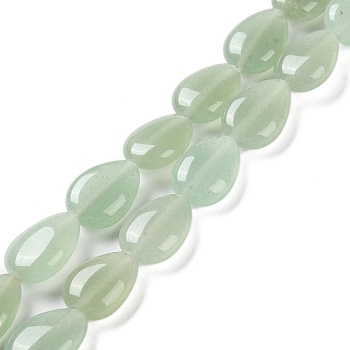 Natural Green Aventurine Beads Strands, Flat Teardrop, 13~14x9.5~10x5~5.5mm, Hole: 1.2mm, about 28pcs/strand, 15.16''(38.5cm)