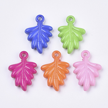Opaque Acrylic Pendants, Leaf, Mixed Color, 33x22x6mm, Hole: 3mm, about 250pcs/500g