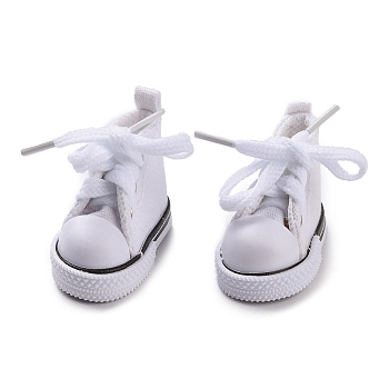 Cloth Doll Canvas Shoes, Sneaker for BJD Dolls Accessories, White, 55x29x40.5mm