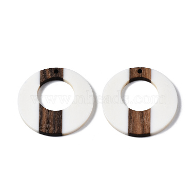 Opaque Resin & Walnut Wood Pendants(X-RESI-T035-23)-2