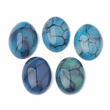 25mm DodgerBlue Oval Natural Agate Cabochons