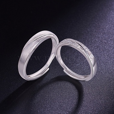 SHEGRACE Adjustable Frosted 925 Sterling Silver Couple Rings(JR245A)-3
