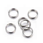 Tarnish Resistant 304 Stainless Steel Split Rings, Double Loops Jump Rings, Stainless Steel Color, 10x2mm, Inner Diameter: 8mm, Single Wire: 1mm(STAS-P223-22P-06)