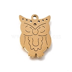 304 Stainless Steel Pendants, Owl Charms, Golden, 18x12.5x1mm, Hole: 1.4mm(SA-CBAF171-04G)