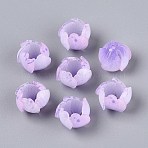 Flower Acrylic Bead Caps, for DIY Jewelry Making, Lilac, 14x16x16mm, Hole: 1.6mm(SACR-T017-49F)