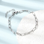 4MM 304 Stainless Steel Textured Paperclip Chain Bracelets for Man and Women, Tarnish Free, Stainless Steel Color, 7.28 inch(18.5cm)(SA-CBAB767-13P)