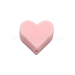 Heart Food Grade Eco-Friendly Silicone Beads, Pink, 12x14x8mm, Hole: 2.2mm(SIL-WH0013-56U)