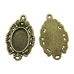 Tibetan Style Alloy Pendant Cabochon Settings, Oval, Antique Bronze, 30x19mm, Tray: 14x10mm(PW-WG58EB0-01)