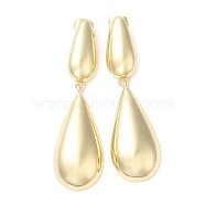 Brass Stud Earrings, Double Teadrop Dangle Ear Stud for Women, Real 16K Gold Plated, 55x16mm(EJEW-K248-03G)