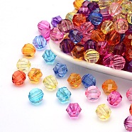Mixed Color Transparent Acrylic Faceted Round Beads, 10mm in diameter, 10mm thick, hole: 2mm(X-PL990Y)