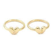 Brass Cuff Rings, Open Rings, Broken Heart, Real 18K Gold Plated, US Size 7 1/4(17.5mm)(RJEW-A001-05G)