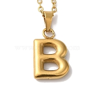 PVD Vacuum Plating 201 Stainless Steel Necklaces, Letter, Letter B, 17.80 inch(45.2cm), Pendant: 22x11x3mm(NJEW-H033-01G-B)