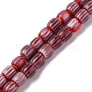 Handmade Lampwork Beads Strands, Rarrel, Indian Red, 6x6mm, Hole: 1mm, about 63pcs/strand, 15.16''(38.5cm)(LAMP-K041-01A-13)