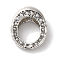 Oval Brass Frames, with ABS Plastic Imitation Pearl Beads, Lead Free & Cadmium Free, Platinum, 17.5x14.5x6.5mm, Hole: 2.5mm, Inner Diameter: 10.5x8.5mm(KK-A225-02P)