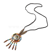 Retro Style Glass & Acrylic & CCB Beads Pendant Necklaces, PU Imitation Leather Necklaces, Colorful, 19.69 inch(50cm)(NJEW-Q349-01A)