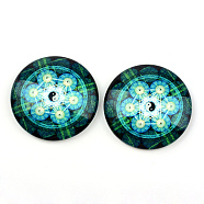 Glass Cabochons, Half Round/Dome, Kaleidoscope Pattern, Sea Green, 12x4mm(GGLA-L012-12mm-29)