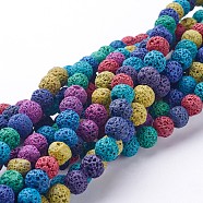 Natural Lava Rock Beads Strands, Dyed, Round, Colorful, 8mm, Hole: 1mm, about 50pcs/strand, 15.7 inch(X-G-D053-8mm-1)