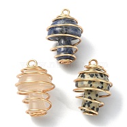 Natural & Synthetic Mixed Stone Copper Wire Wrapped Pendants, Mushroom Charms, Mixed Color, 26~27.5x18~18.5mm, Hole: 2.5~3mm(PALLOY-TA00096)