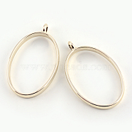 Rack Plating Alloy Oval Open Back Bezel Pendants, For DIY UV Resin, Epoxy Resin, Pressed Flower Jewelry, Cadmium Free & Nickel Free & Lead Free, Golden, 39x23.8x3.5mm, Hole: 2.8mm, Inner Diameter: 31.2x20.8mm(PALLOY-S047-26E-FF)